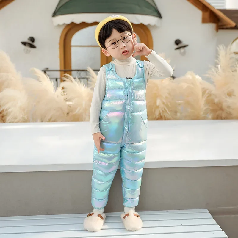 Girls Boys Winter Overalls 1-5 Years Autumn Baby Kids Thick Warm Jumpsuit Fashion Children Ski Down Overalls Pants