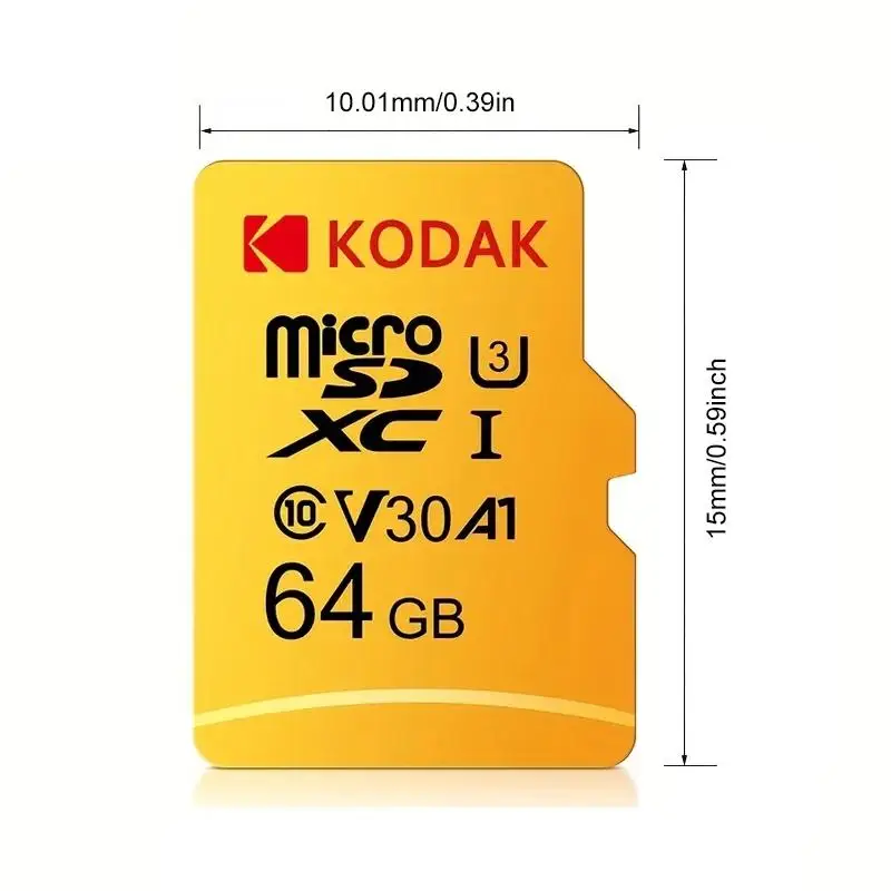 KODAK-Carte Micro SD, 64 Go, Carte Mémoire pour Téléphone Portable, PC, Écouteur, Haut-Parleur, Caméra HD