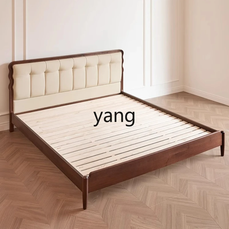 

YHM full solid wood retro bedroom double master bed