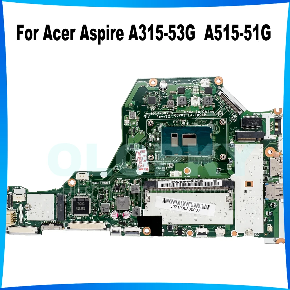LA-E891P With i3 i5-7th/8th Gen CPU Mainboard For Acer Aspire A315-53 A315-53G A515-51 A515-51G Laptop Motherboard  4GB-RAM