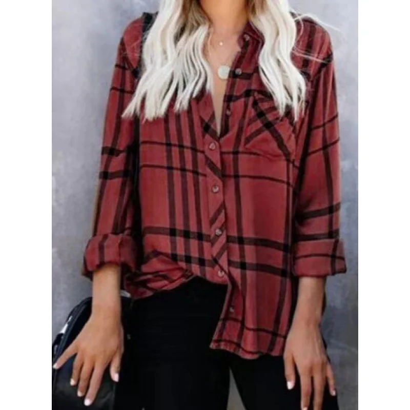 2024Women's Cross-Border Foreign Trade Amazon Plaid Striped Shirt