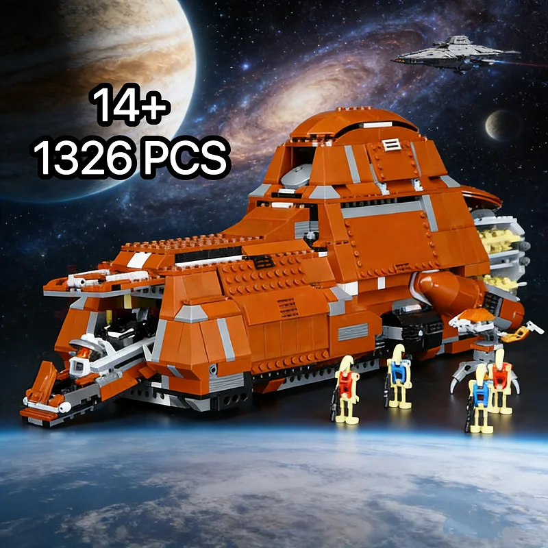 1338 Piezas MOC, Contenedor de Droides de Batalla, Transporte de Tropas de la Federación Comercial, MTT 7662, Bloques de Construcción, Modelo de Ladrillos DIY, Juguetes