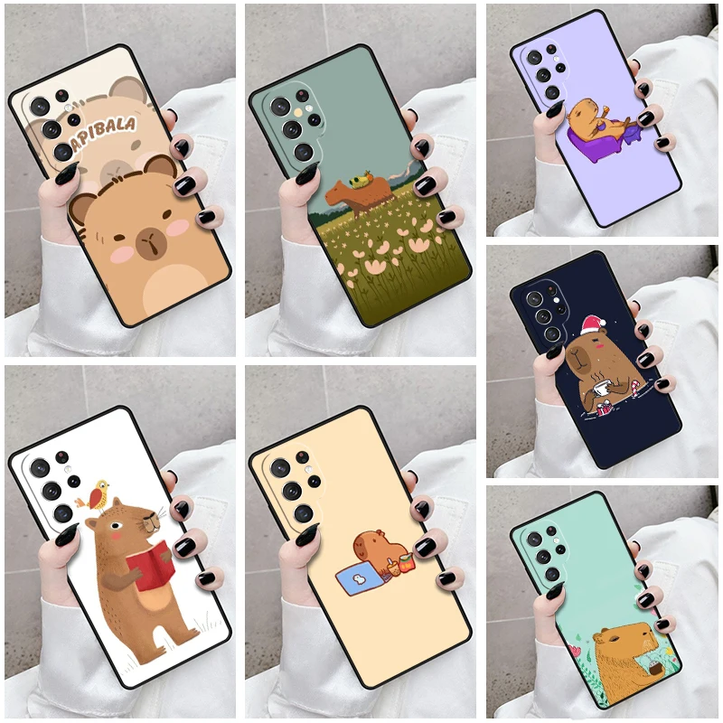 

Чехол для телефона Samsung Galaxy S24 S25 S23 S21fe S22 Ultra Plus Note 10 20, Рождественская капибара