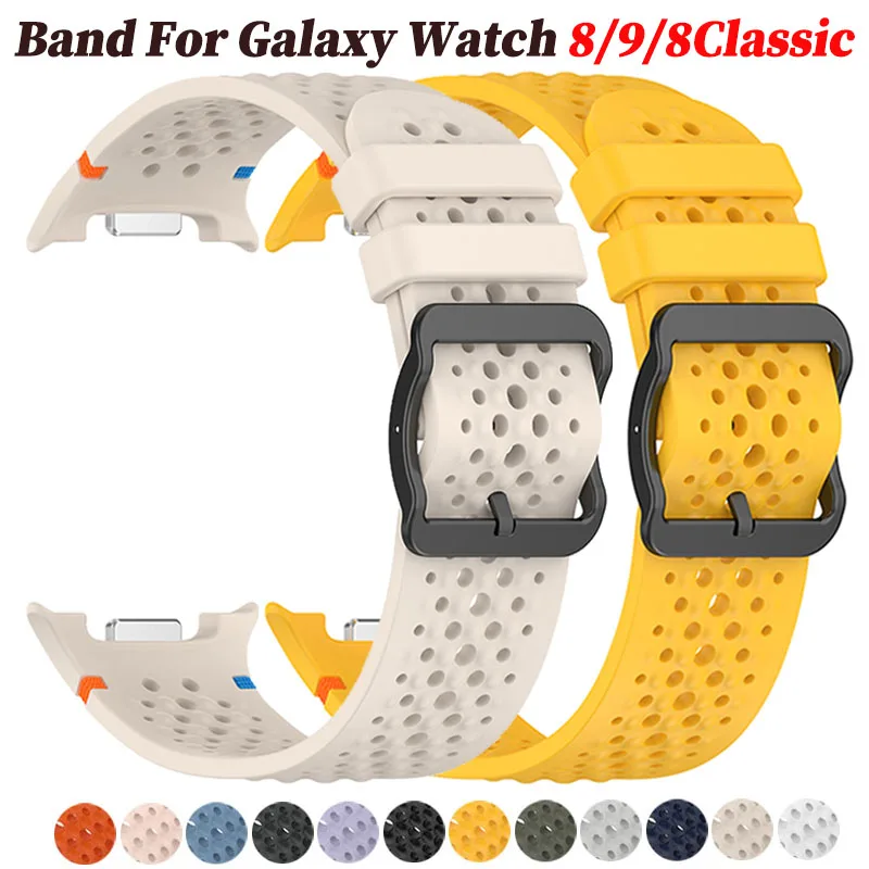 Silikonarmband für Samsung Galaxy Watch 8 9 40mm 44mm/8Classic 46mm Sportliches Atmungsaktives Armband für Galaxy Watch 8 9 Correa