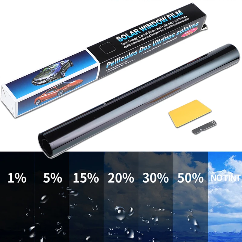 1 Roll 50Cm X 3M 1/5/15/25/35 Procent Vlt Window Tint Film Glas sticker Zonnescherm Film Voor Auto Uv Protector Folies Sticker Films