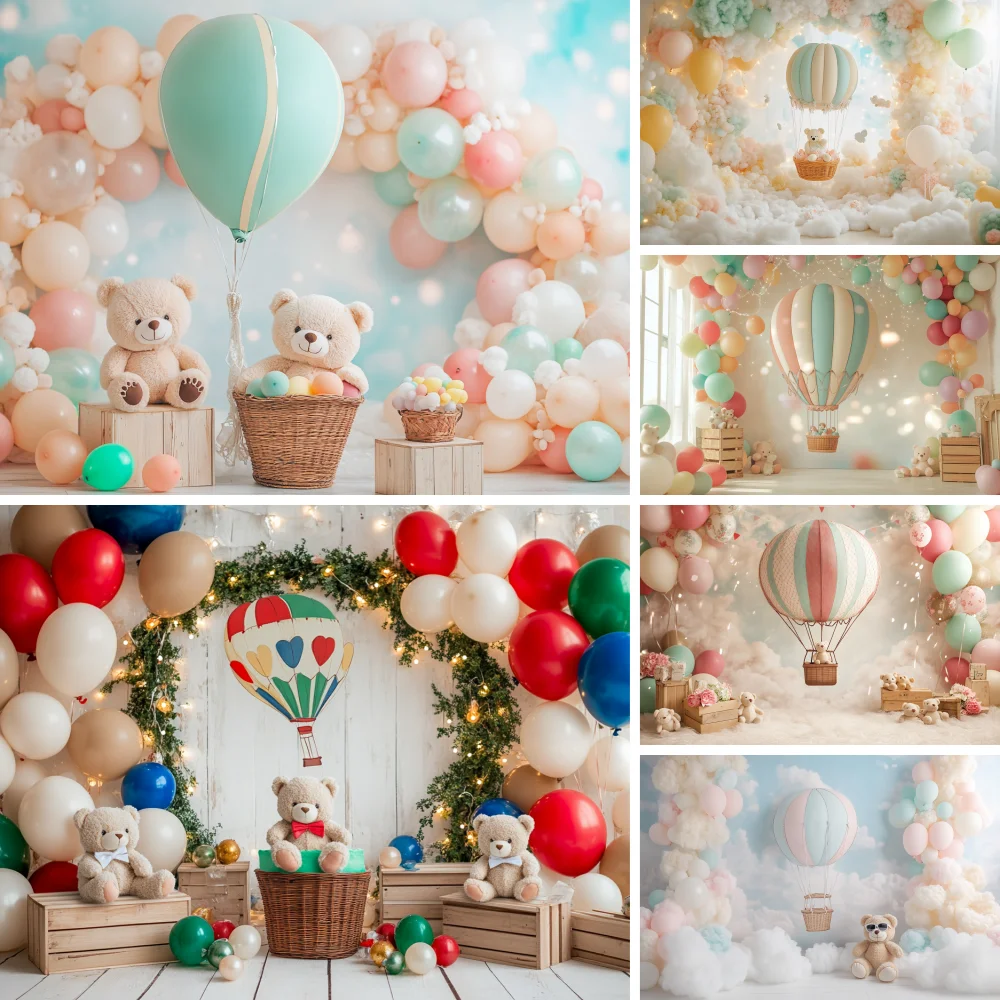 

Photography Background Pink Blue Balloons Girl Boy 1st Birthday Party Cake Smash Portrait Decor Backdrop Photo Studio