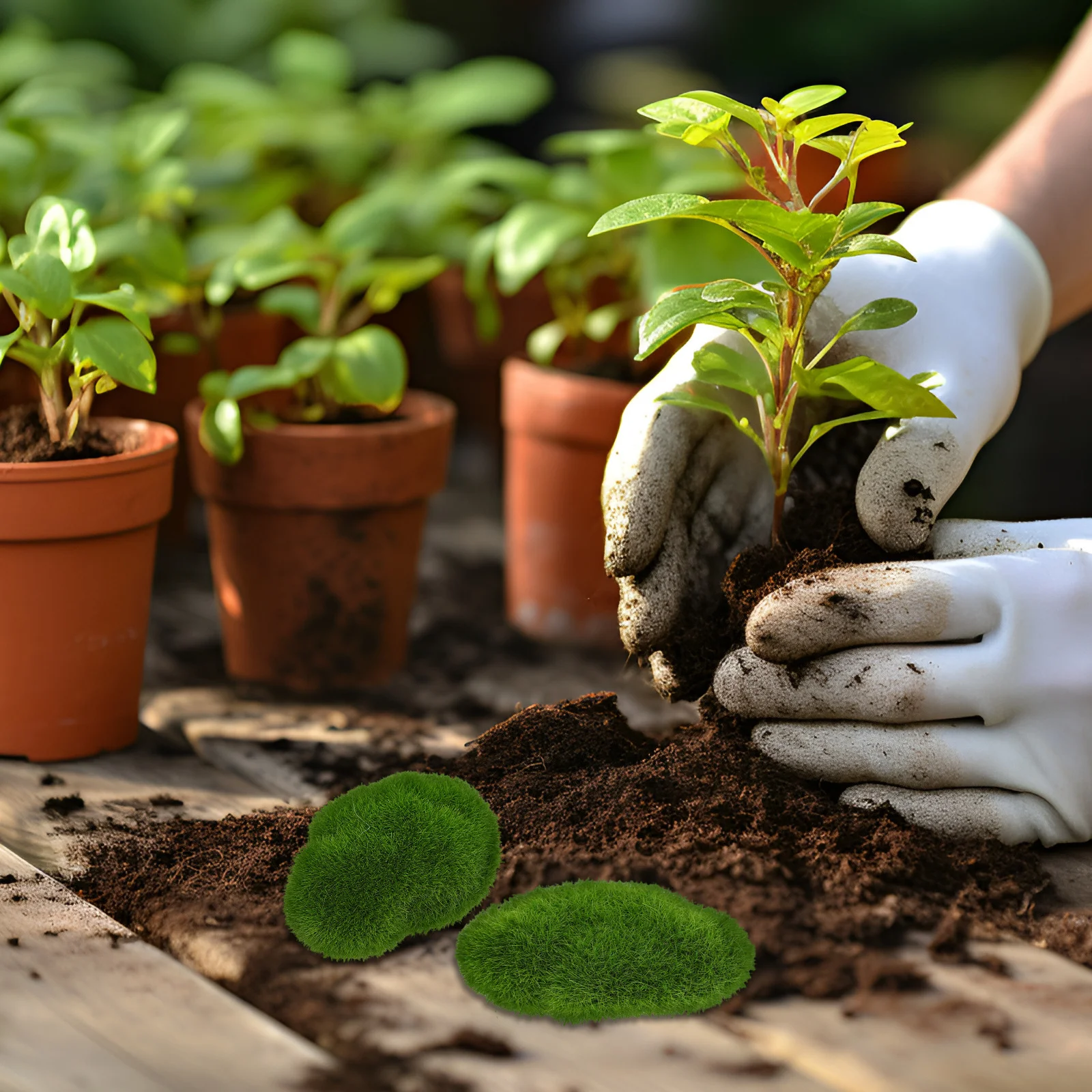 

10Pcs Simulated Moss Pebbles Balls Planter Filler for Artificial Plants Vase Arrangement Craft Decor Indoor Wall Greenery