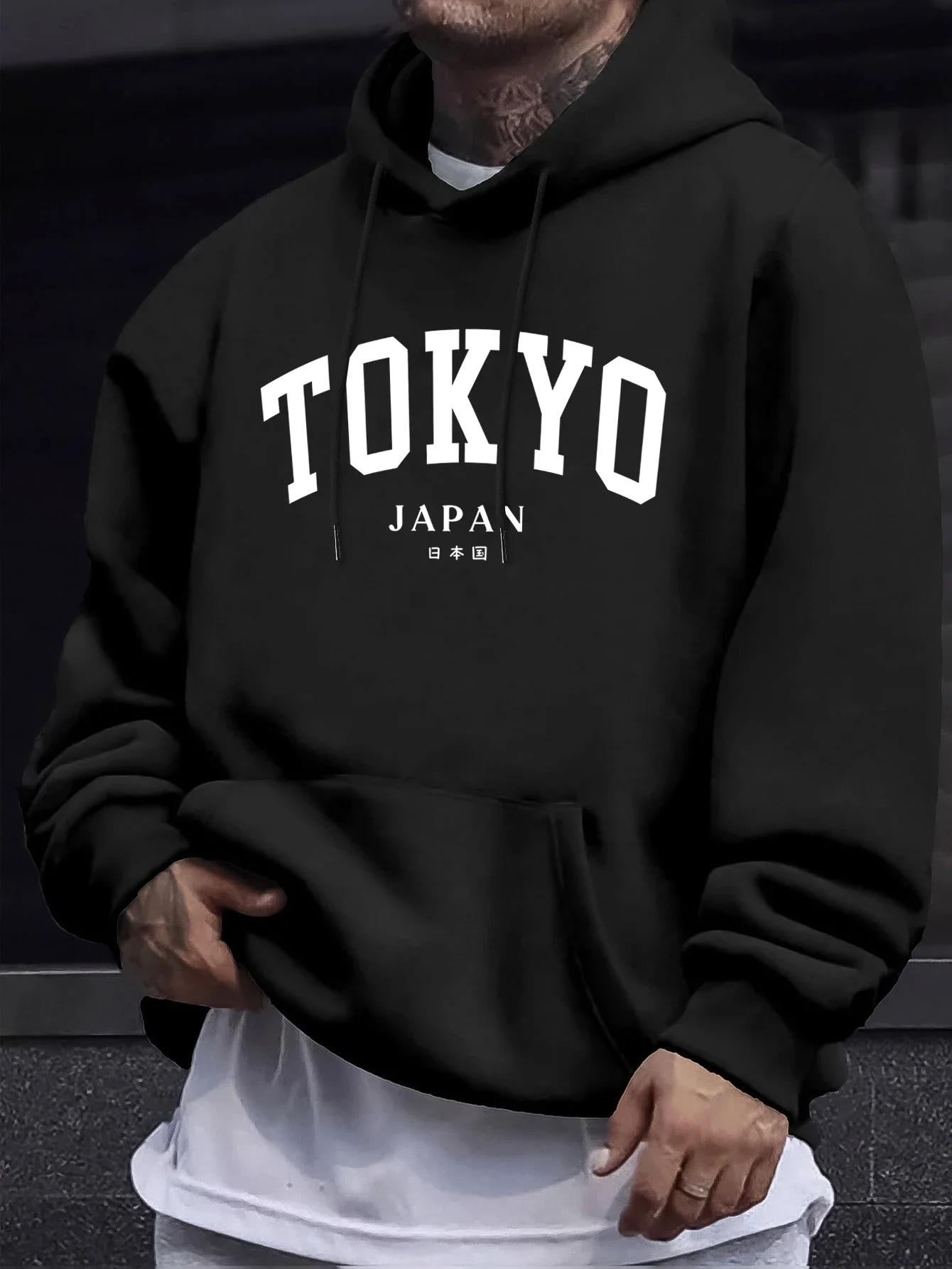 Sudadera con capucha de manga larga para hombre, estilo casual, con estampado creativo de letras de Tokio, Japón, nueva colección de otoño, ropa de calle suave.