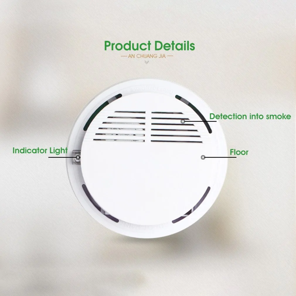 Acj168 alarma de humo independiente, detector de humo independiente, sensor fotoeléctrico de seguridad para el hogar y la Oficina