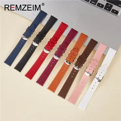 Soft Calfskin Leather Watch Strap Women Fashion 8 Colors Bracelets Wrist Straps 14mm 16mm 18mm 20mm 22mm Ladies Thin Watchband