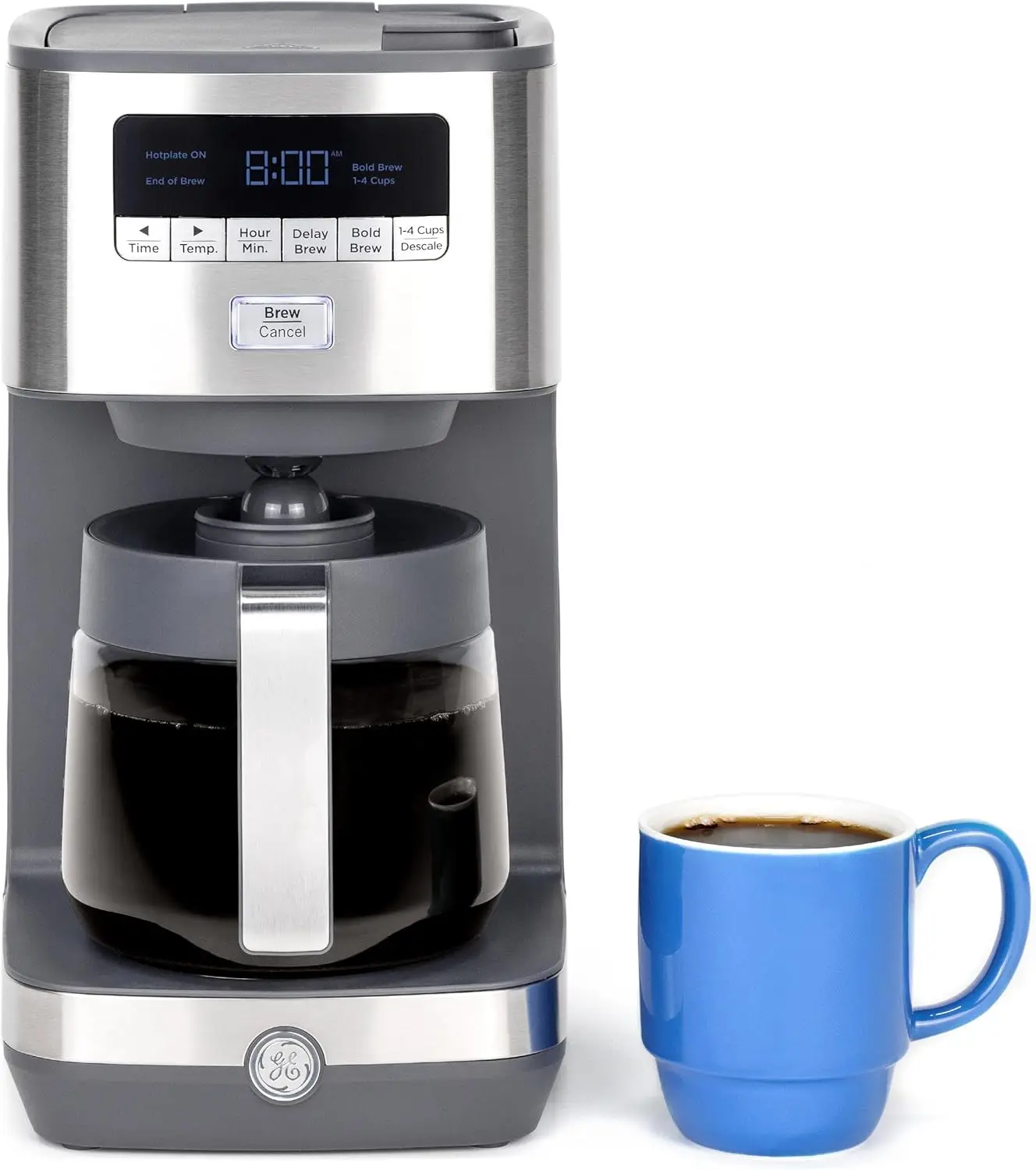 

Drip Coffee Maker With Timer | 12-Cup Glass Carafe Coffee Pot With Adjustable Keep Warm Plate | Wide Shower Head for Maximum Fla