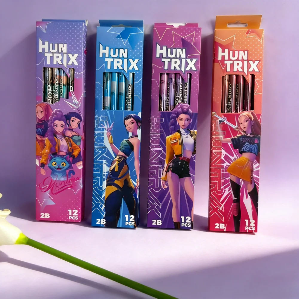 

Kpop Demon Hunter Huntrix Theme 12pcs 2B Wooden Pencils Smooth Writing Graphite Sketch Pencils School Supplies Gift for Students