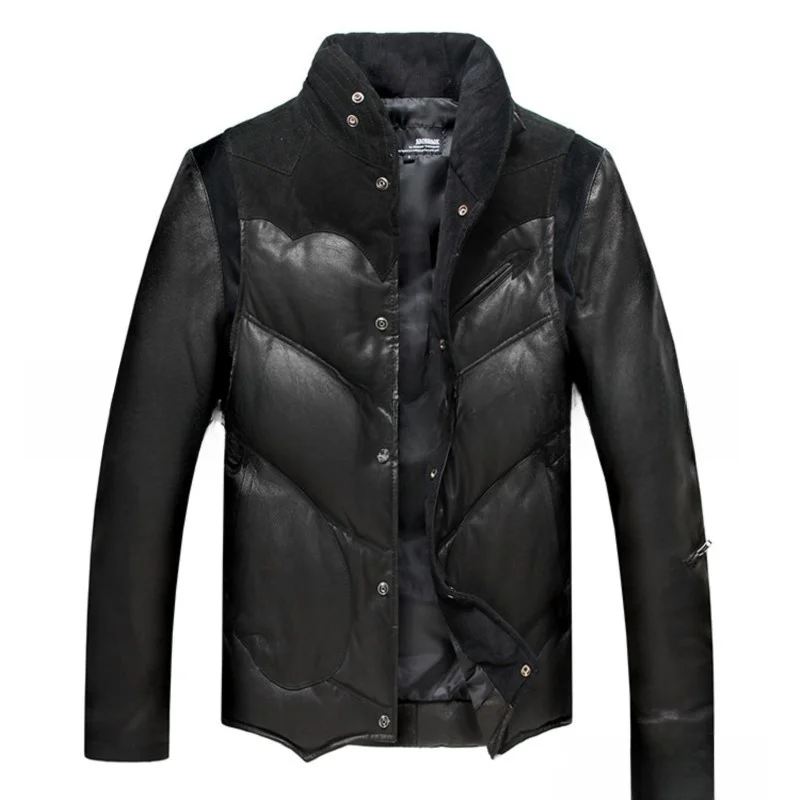 

Men's short leather casual detachable sleeved down