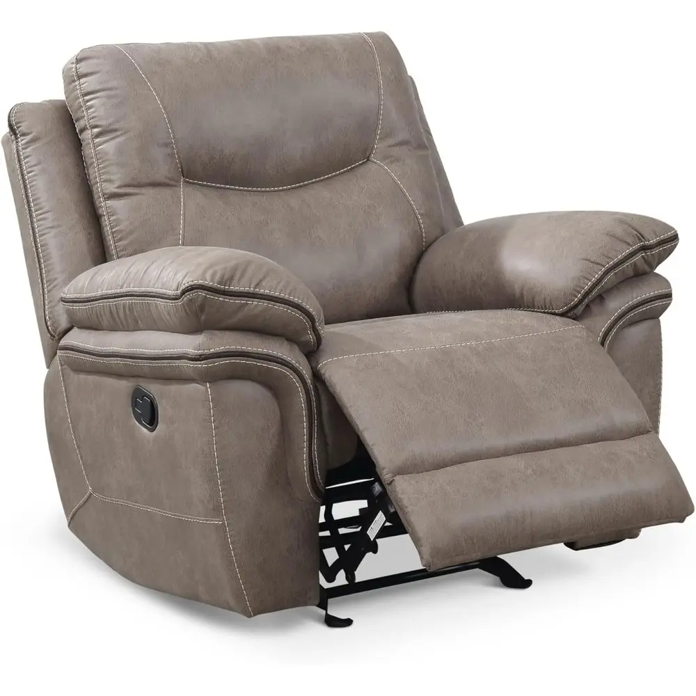 

Double Pillowtop Manual Recliner Chair, Living Room/Bedroom/Home Theater, Sand/Brown, 37.4 D x 43 W x 42 H