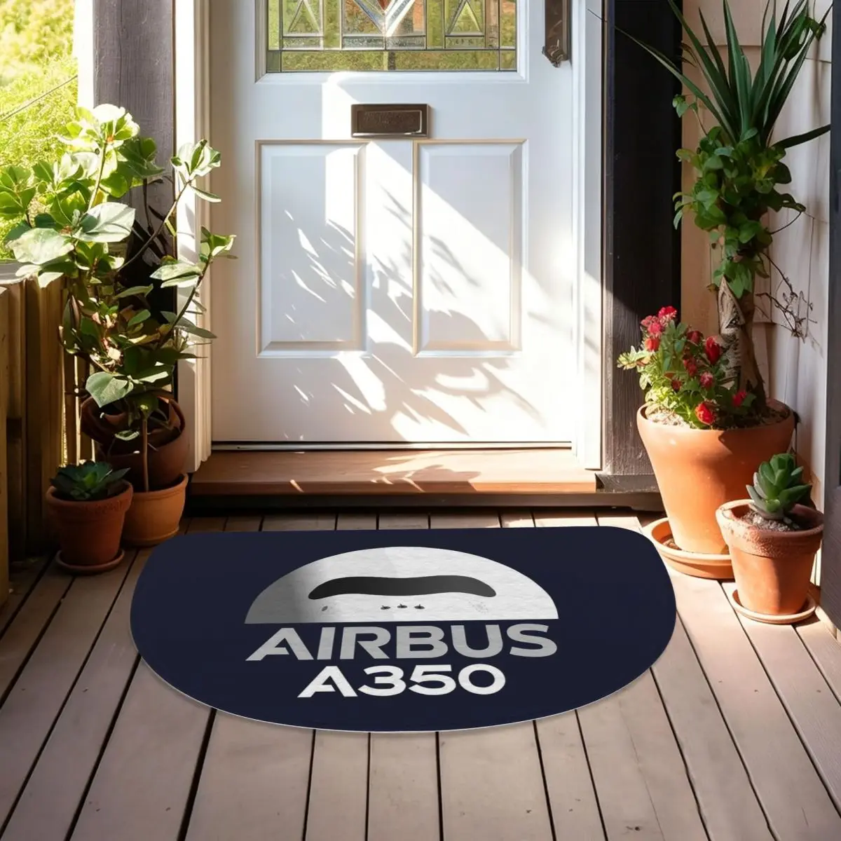 New Airbus Beluga A350 Soft Flannel Half Round Doormat Non Slip Bathroom Mat Absorbent Floor Carpet for Garage