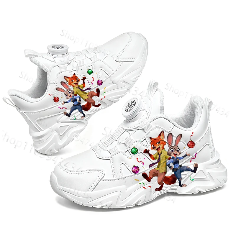 

Zootopia Judy Nick, высокое качество, вращающаяся пуговица, детская пара, белые туфли, простая однотонная подошва, подарок на день рождения для мальчиков и девочек