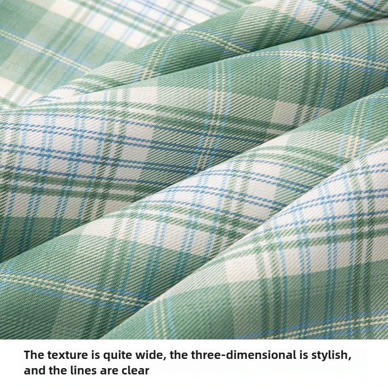 Japanese Plaid Fabric By Meter - Summer Green Clothing ulasan dan harga