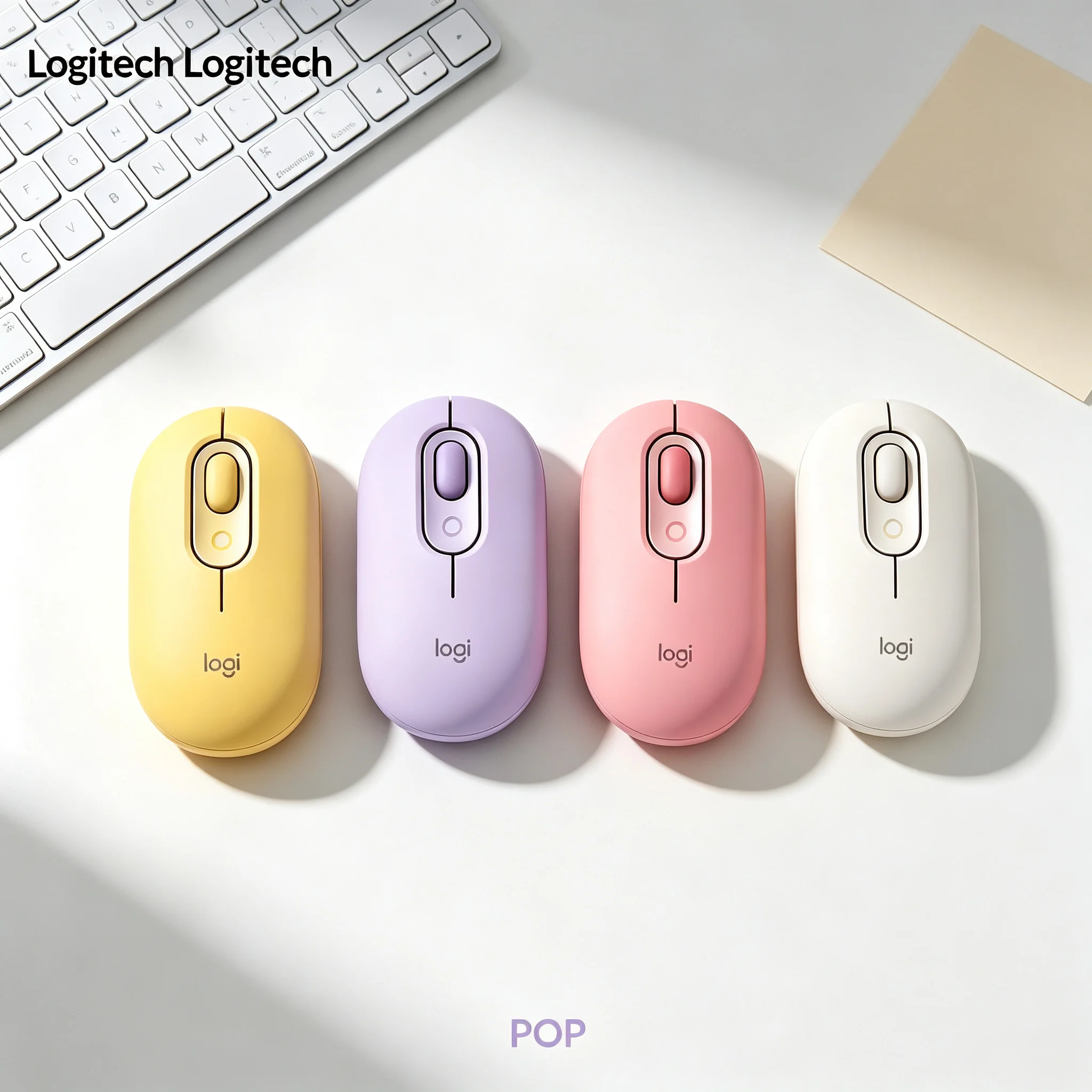 Logitech POP Portable Mini Wireless Bluetooth Silent Mouse Silent Click Lovely Pastel Color Ergonomic Mice For Desktop Mac