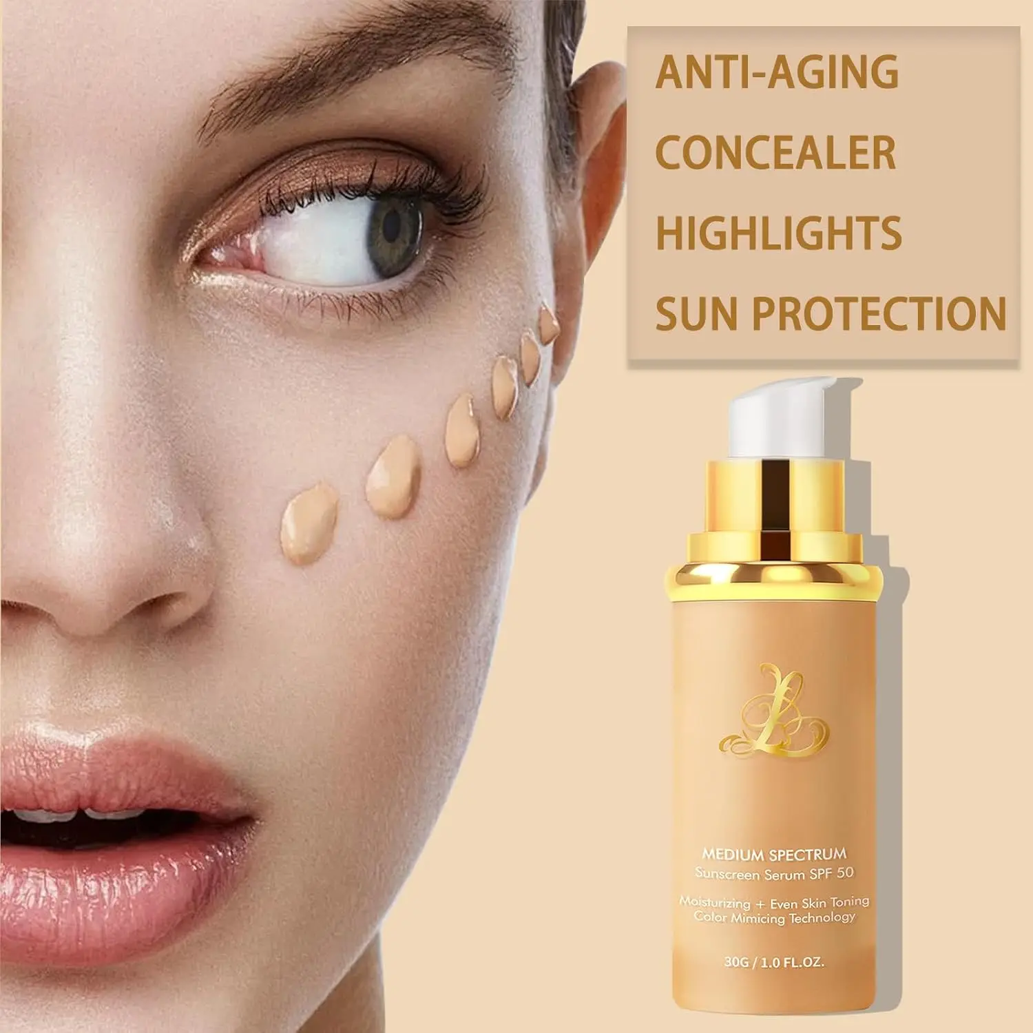 4 in 1 Color Changing Foundation Hydrating Color Changing Foundation Makeup Concealer Sun Protection Longwearing & Waterproof