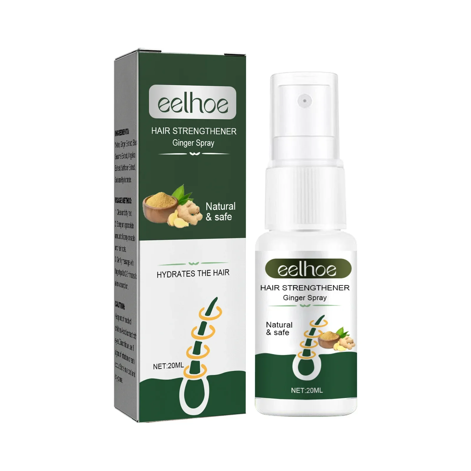 

Eelhoe Ginger Dense Hair Spray Nourishing Hair Follicle Anti-Hair Loss Moisturizing Shiny Thick Hairs Care Spray Anti Hair Loss