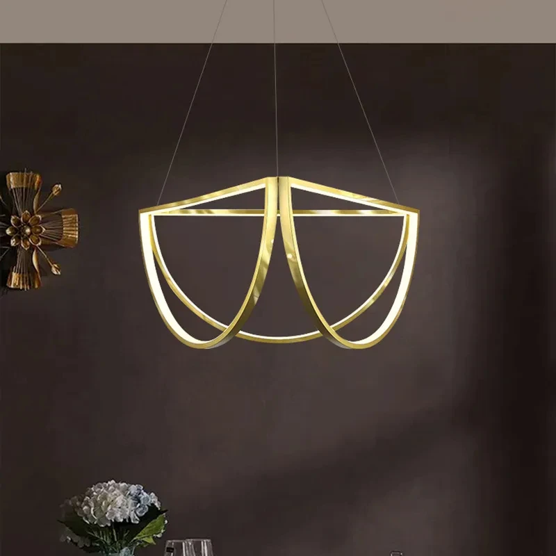 

High quality Minimalism Dimmable Gold Chandelier Indoor Lighting New Trend Hanging Lamps Lustre For Living Room Bedroom NEW