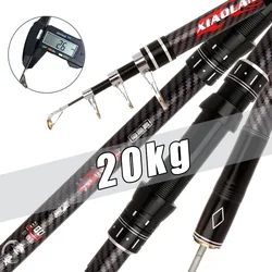 Portable Fishing Pole 2.1-4.5M Movable wheel seat Fishing Rod Tough Carbon Fiber Telescopic Travel Sea Boat Rock Fishing Rod