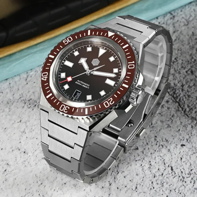 

San Martin Мужские автоматические часы 41 мм Спортивные механические наручные часы 20ATM Водонепроницаемые BGW-X1 Светящийся сапфир NH35 Керамический безель