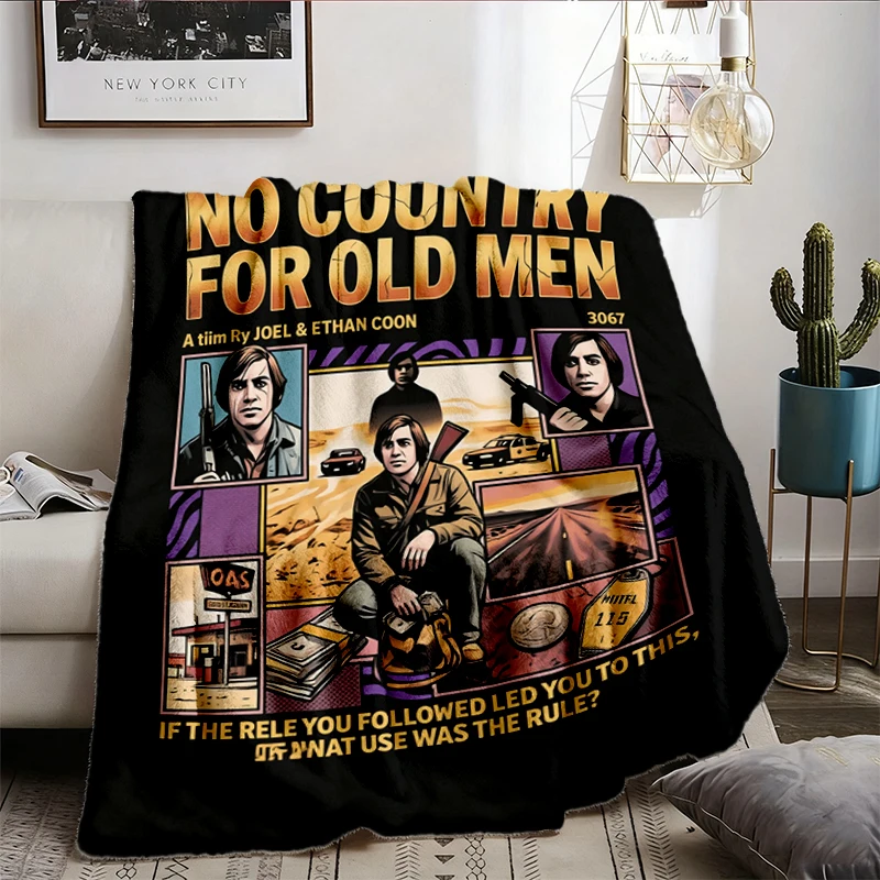 No Country for Old Graphic Warm Blanket, Coen Brothers Film Soft Blanket, Anton Chigurh Comfy Blanket