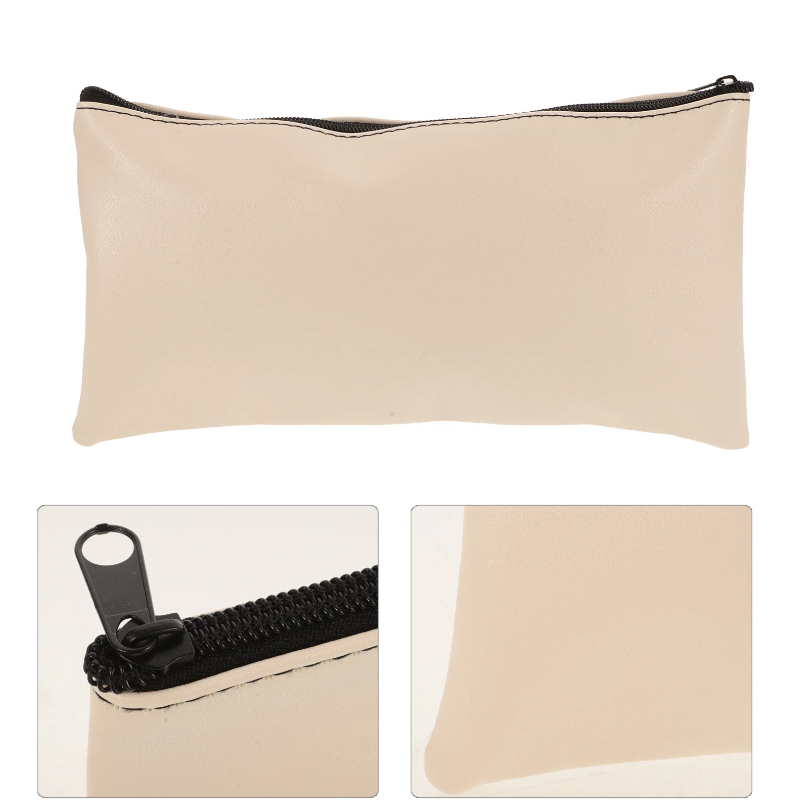 2Pcs Money Bags Zipper Pouches PU Cash Organizer Receipt for Staff Students Travel