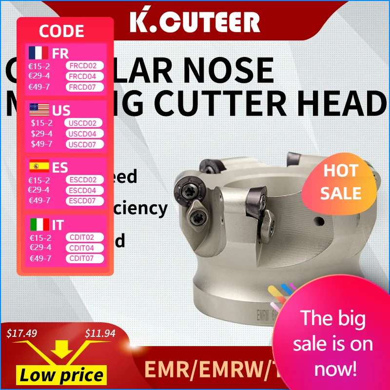 

EMR 5R50/EMRW 6R50/TRS 6R50/TR200 5R50 4T Face Milling Cutter Holder CNC Lathe Machine Tool for RPMW Round carbide Inserts