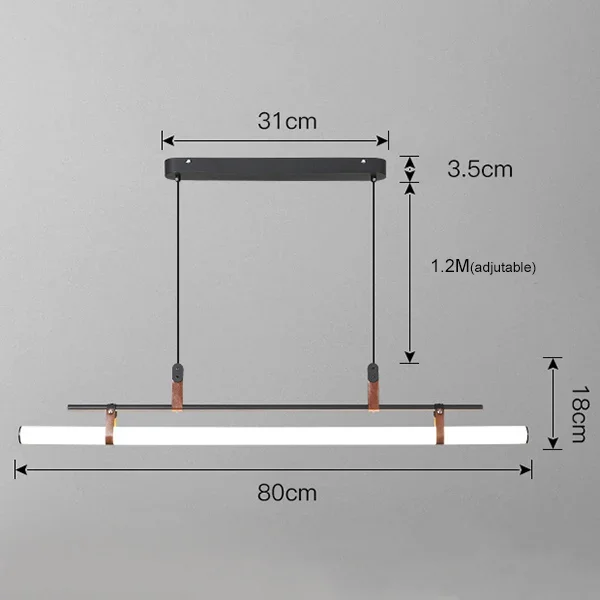 Lámpara colgante minimalista para comedor, luz de tubo de diseño minimalista y moderno, estilo nórdico para mesa de comedor