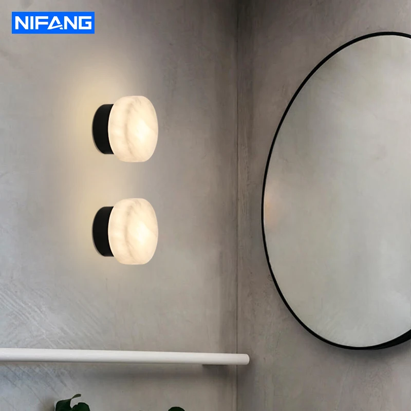 Moderne Nordic Wandleuchte Spanisch Natürliche Marmor Runde Wand Lampe Wohnzimmer Flur Treppe Wand Licht Schlafzimmer Nachttisch Lampe