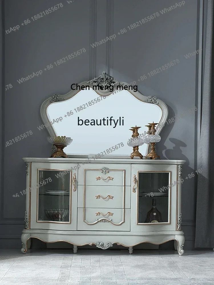 X A French Furniture European Style 1.48M Gold Carved Sideboard Cabinet Solid Wood Locker Floor Cabinet