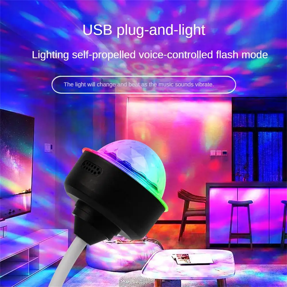 1~5PCS Auto Rotating LED Projector Light Laser Lamp Bulb Voice Control Crystal Ball Christmas Party DJ Disco Stage Lamp for Car