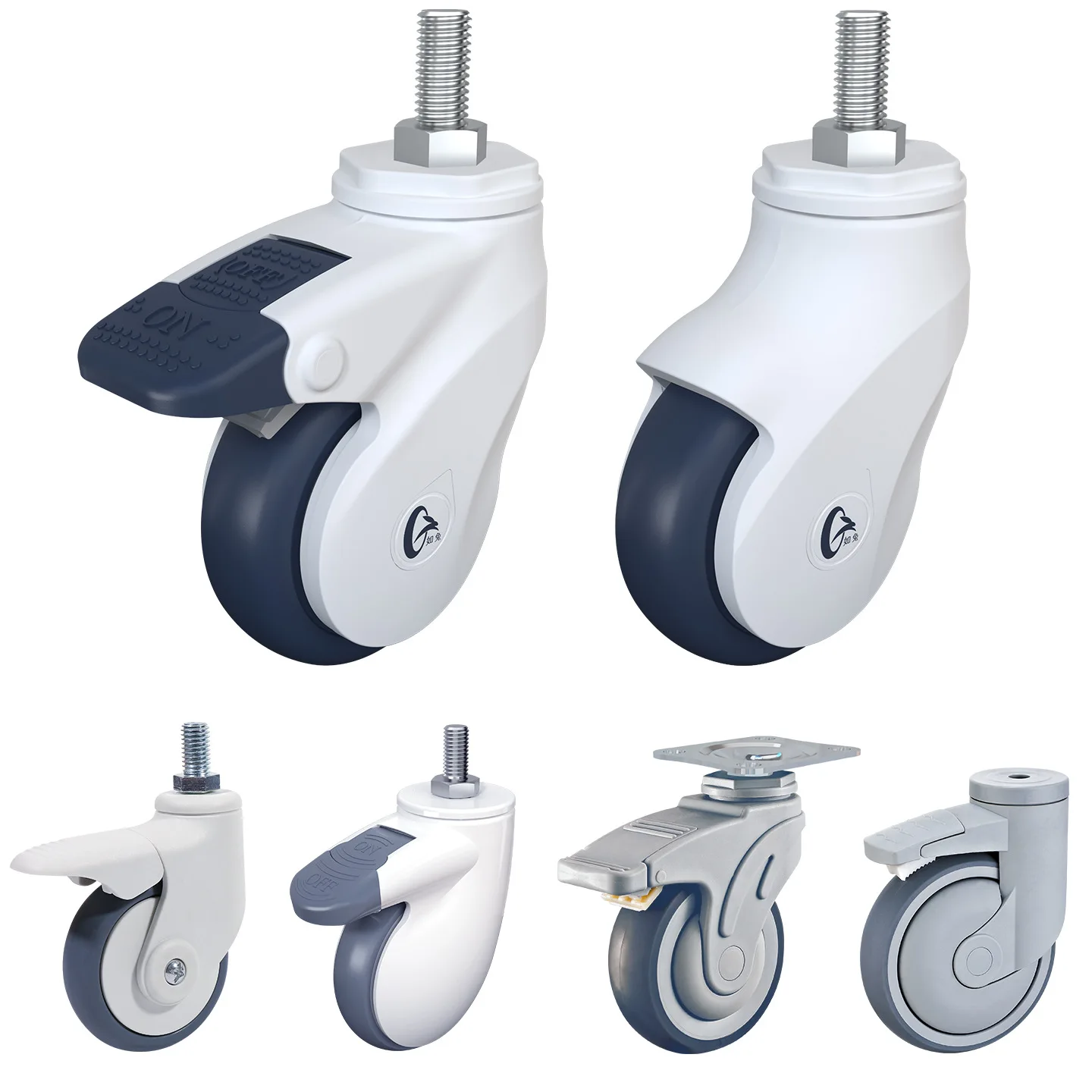 

2 шт. универсальных колес 2,5/3 дюйма для медицинских тележек, грузоподъемные ролики из нейлона, резины и TPR, бесшумные, передвижные колеса