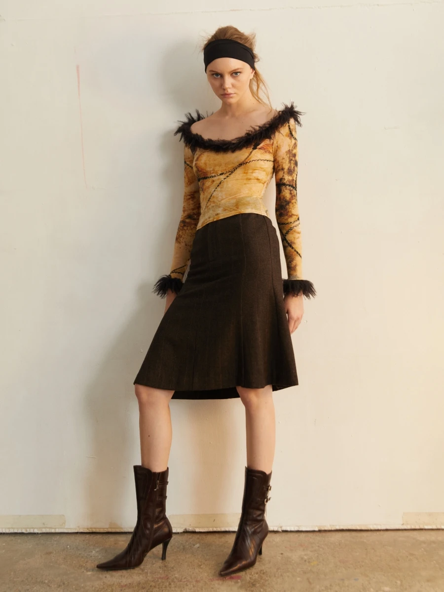 

S STUDIO Wool Blend Long Sve Knitted Tight Fit Crew Ne T-irt Women's Street Sle Faion Winter Collection Base Layer...