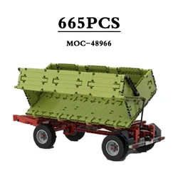 MOC-48966 For 42054 Agricultural Tractor Side Tipping Bucket Trailer Building Block Toy 665PCS Christmas Gift Kids Birthday Gift