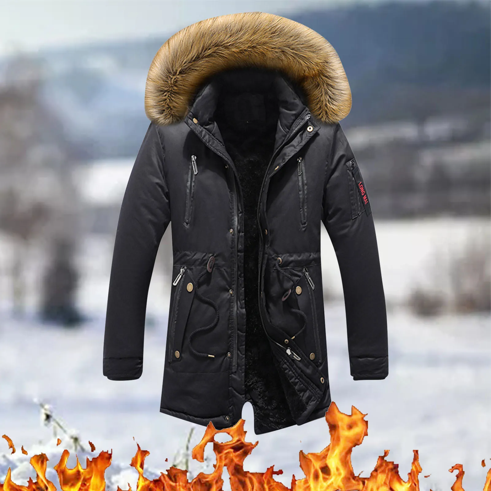 Winter Plush Hooded Jackets Men Military Fur Lined Thicken Warm Windbreaker Coats Men High Quality Outdoor Parka Outwear