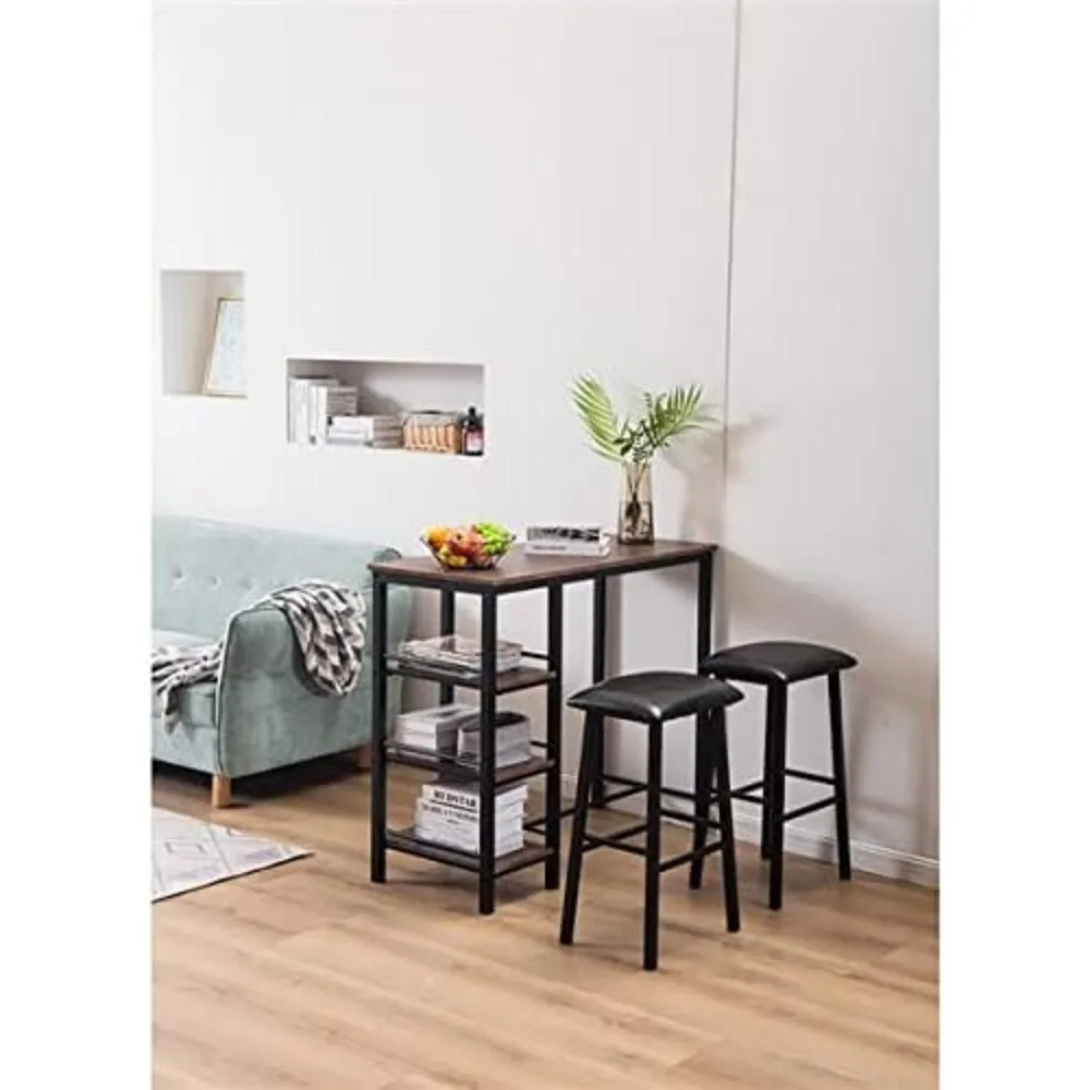 

3-Piece Pub Table Set, Kitchen Dining Cafe Chair Counter Height Breakfast Bar Table Set with 2 Bar Stools for Kitchen