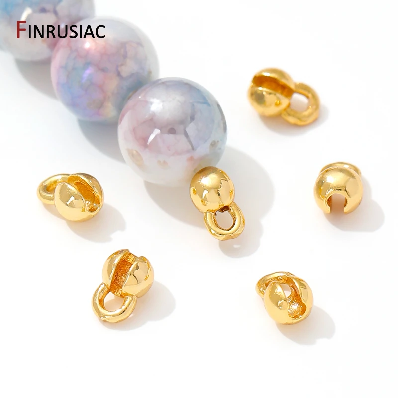 18K vergoldete Messing-End-Quetschperlen für die Schmuckherstellung, DIY-Armbänder-Zubehör, Perlenspitzen-Anschlüsse für Schmuckzubehör – Detail 25