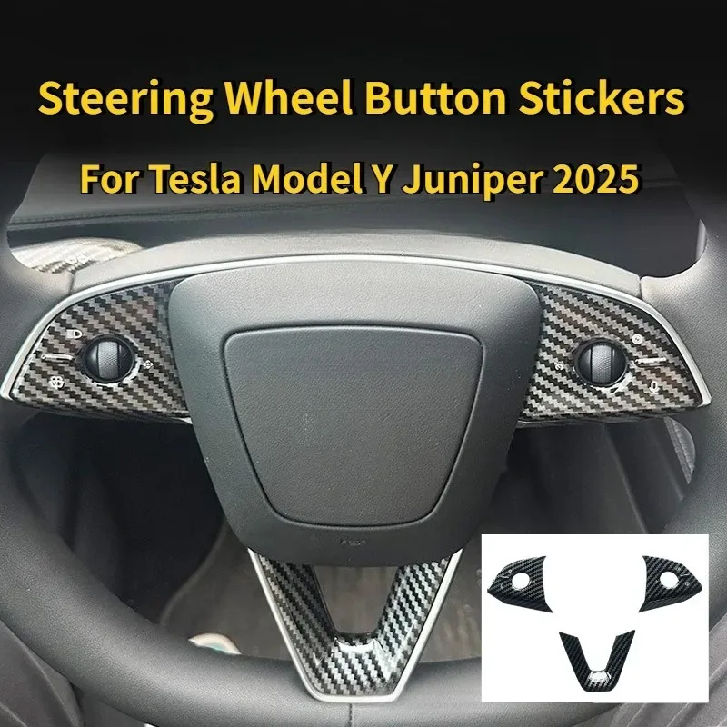 Für Tesla Model Y/YL Juniper 2026 Model 3 Highland Lenkrad-Knopf-Aufkleber Schutzabdeckung Innenausstattung Auto-Zubehör – Detail 1