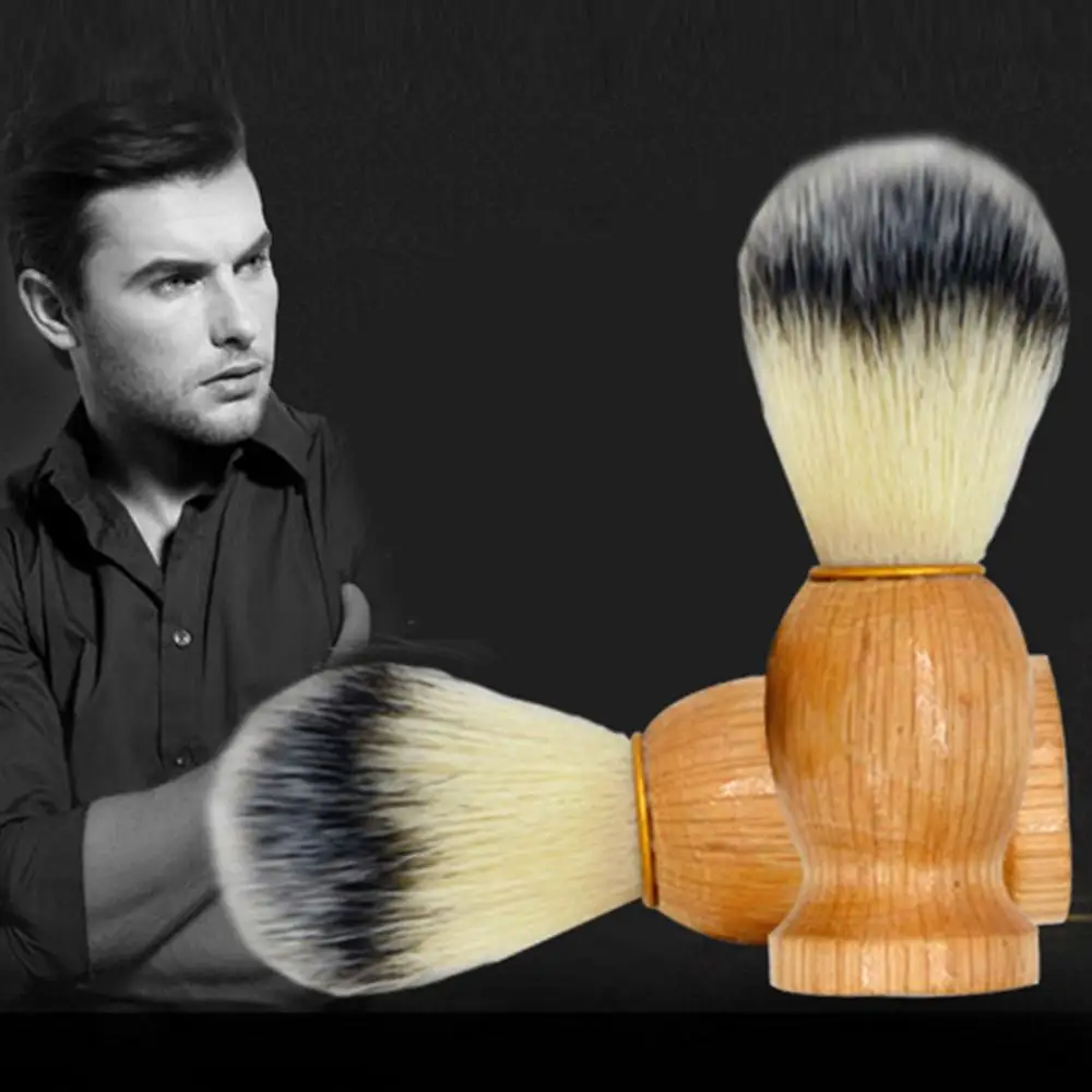 

11cm Men Beard Brush Portable Wood Handle Soft Hair Beard Clean Shaving Brush Professional Salon Tools Hand Barber Salon Tool