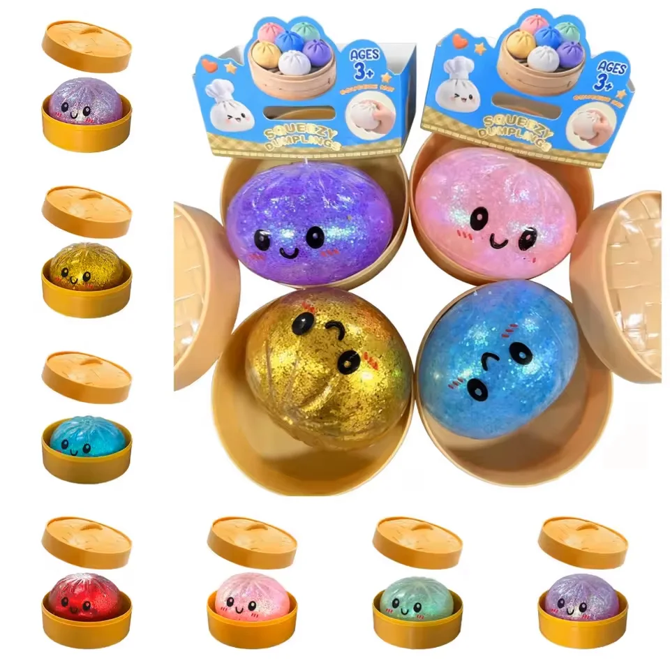 Neue Glitzer-Dumpling-Überraschungsbox: Bunte Zufalls-Stressbälle, Ästhetisches Desktop-Sensorikspielzeug, Kreatives Büro-Fidget-Geschenk