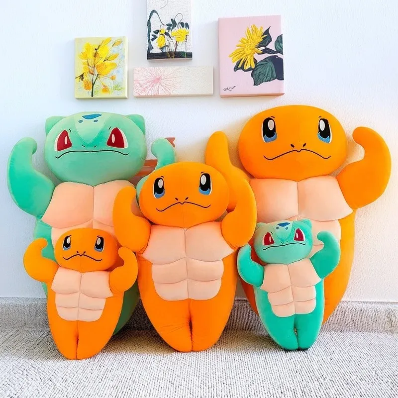 

40-90cm Strong Muscle Pokémon Plush Toys Anime Bulbasaur Charmander Doll Giant Pokemon Stuffed Plushie Pillow Gifts for Children