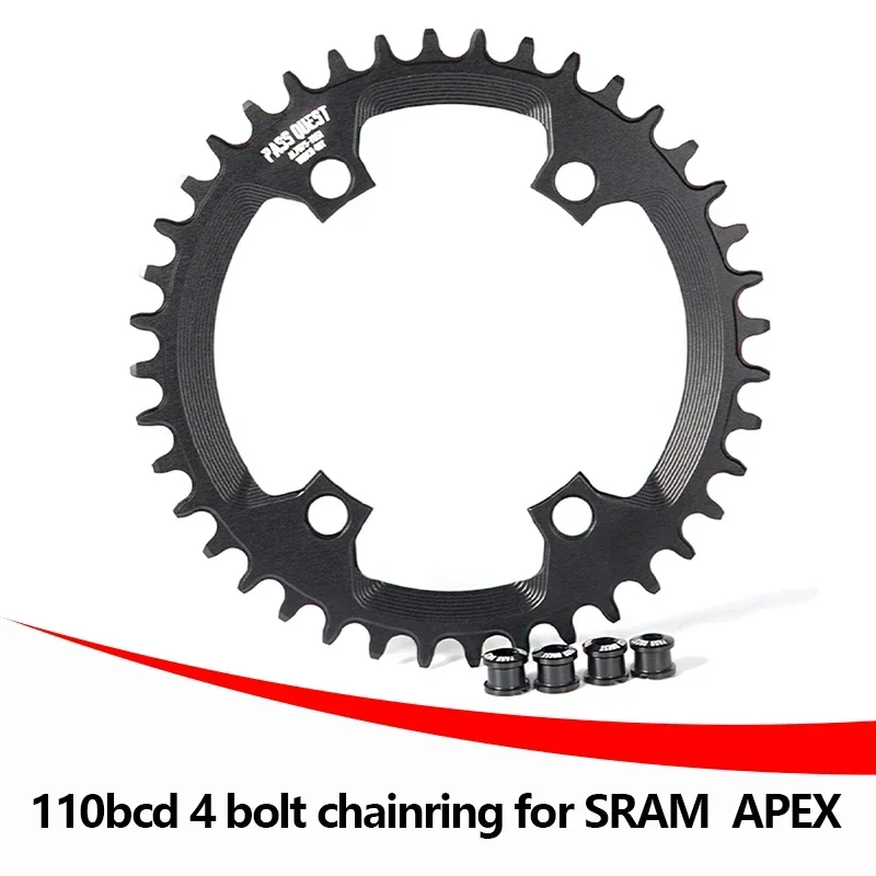 Pass Quest 110bcd 4 Bolt Chainring for SRAM  APEX 36T 38T 40T 42T 44T 46T 48T 50T 52T Round Narrow Wide Chainring 110bcd Crank