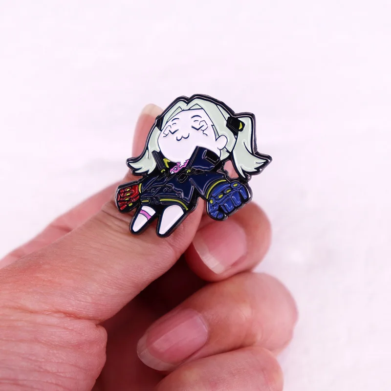 Game Cyberpunk Edgerunners Rebecca Cosplay Cartoon Costume Metal Badge Pin Alloy Brooch Props Gift