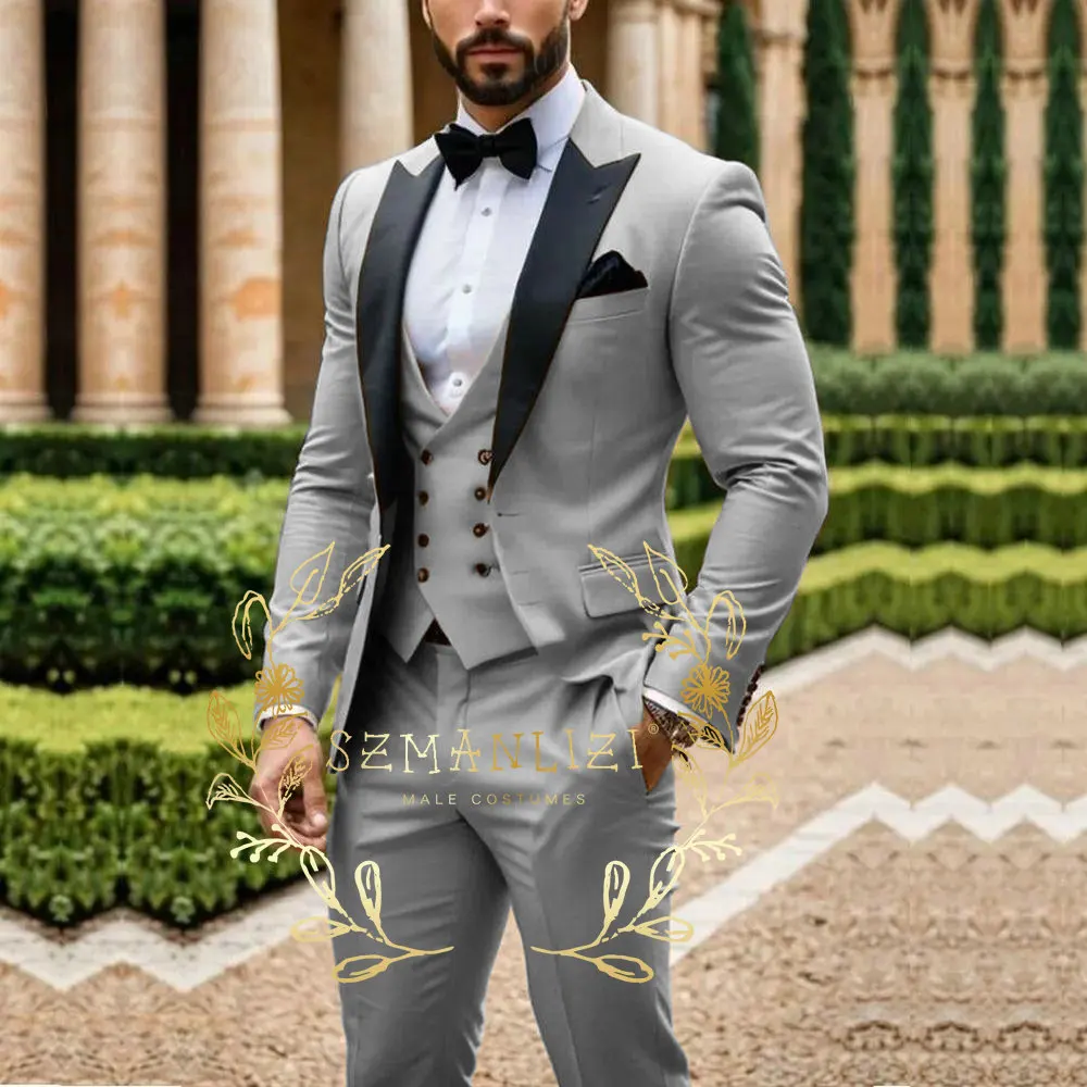 Mais recente design luz verde terno masculino negócios formal noivo padrinho festa de casamento baile masculino smoking 3 peça blazer colete calças