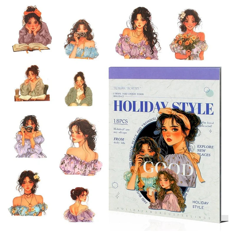 

NEW_People Journal Sticker Book for Journaling Supplies, 18 Sheets, A