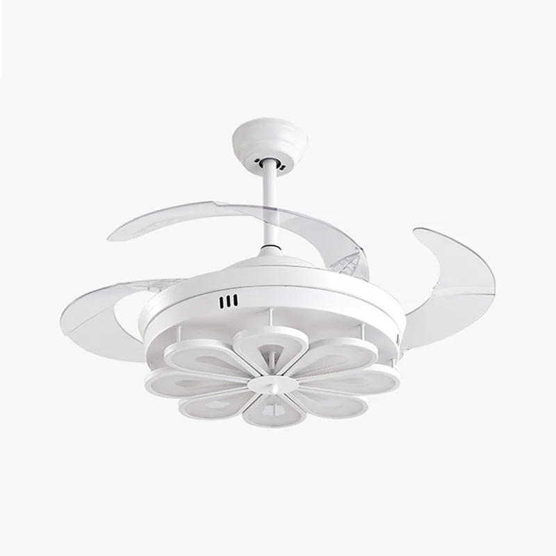 Modern retractable folding blades ceiling fan with LED chandelier