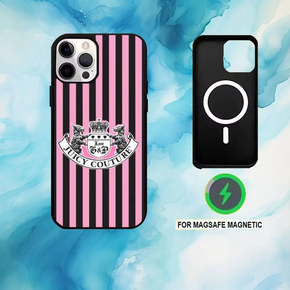 Etui na telefon Juicy Couture z motywem panterki, tapeta, do iPhone 17, 16, 15, 14, 13, 12, 11 Plus, Pro Max, magnetyczne, kompatybilne z ładowaniem bezprzewodowym MagSafe